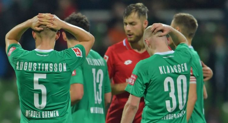 werder bremen team defeated after a match